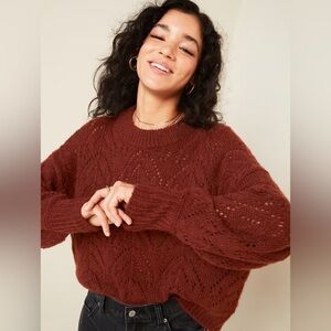 NWOT Old Navy Open Knit Sweater Brown Medium